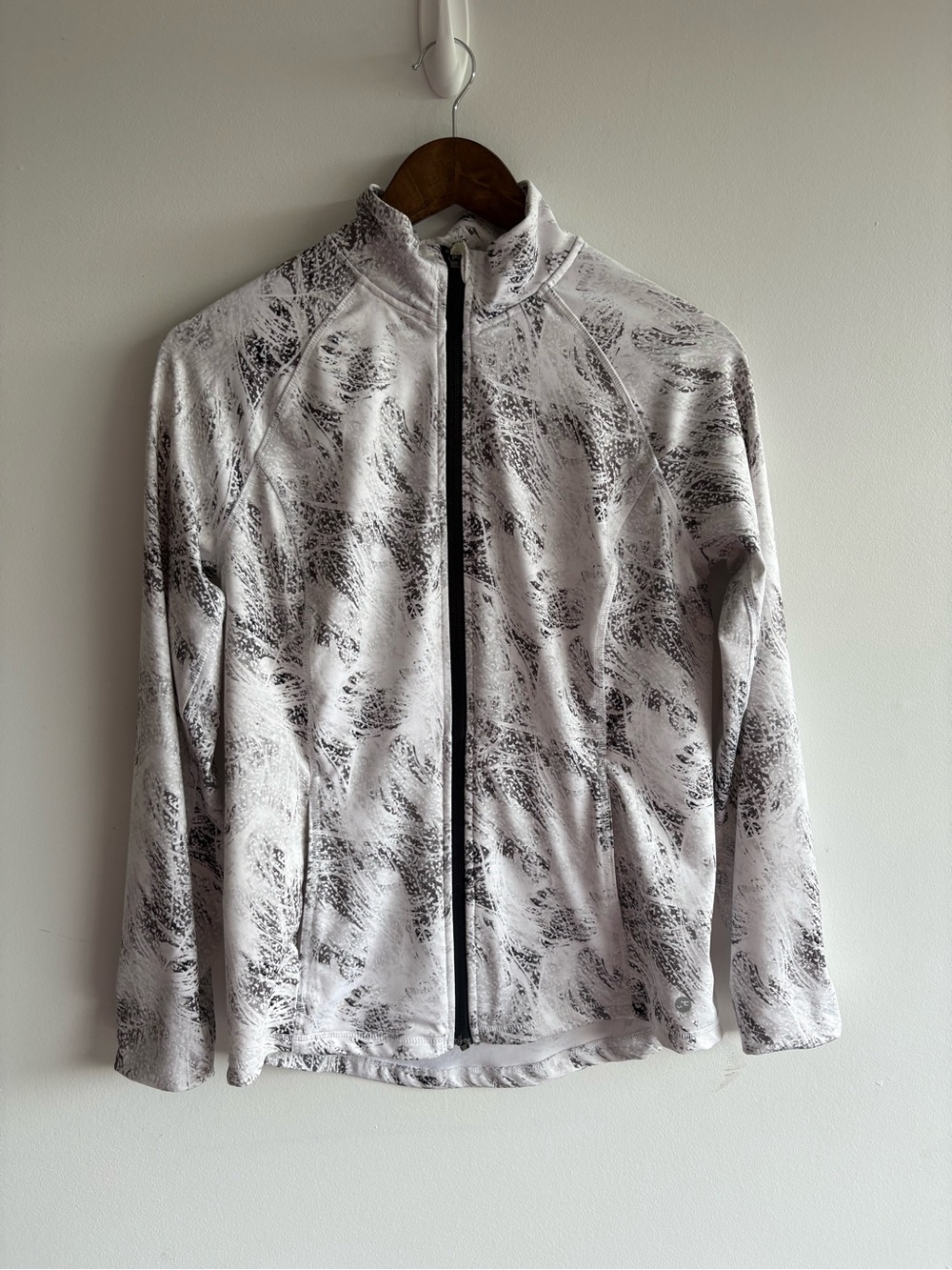Joe Fresh Active Full Zip Athletic Jacket Gray White Abstract Print Medium - Picture 2 of 9